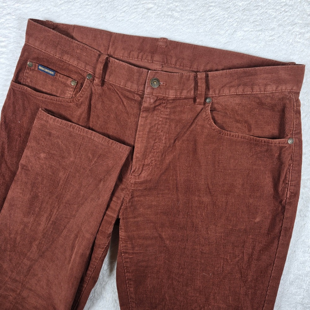 Brooks Brothers Slim Mens 38/32 Rust Brown Corduroy Stretch 5-Pocket Pants